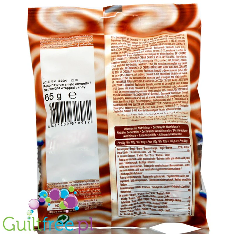Pictolin Chocolate y Nata 65g - śmietankowo-czekoladowe cukierki bez cukru - Image 2