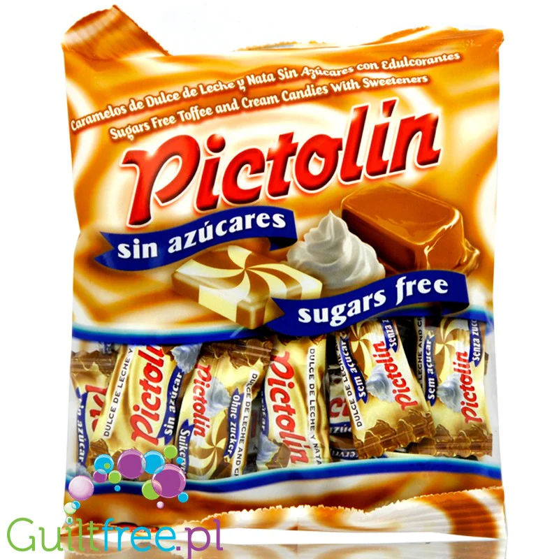Pictolin Caramels de Dulce de Leche 65g - śmietankowo-toffee cukierki bez cukru