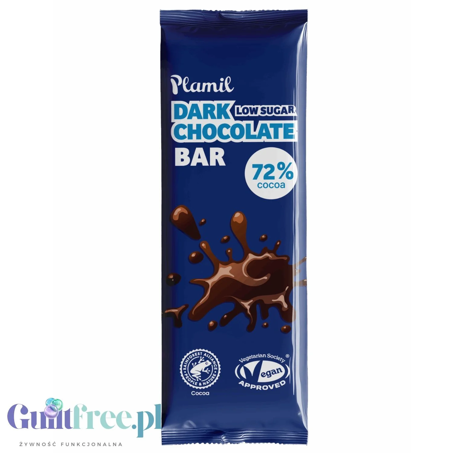 Plamil Dark Chocolate Easter Egg & Bar 125g - wielkanocne wegańskie jajo bez cukru i mleka z ksylitolem, czekolada 72% - Image 2