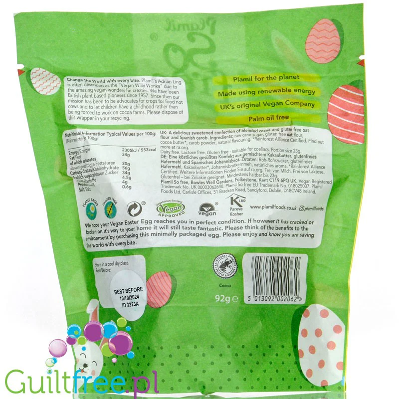 Plamil So Free Easter Vegan Carob Egg - wegańskie jajo karobowe z (bez)mlecznej czekolady bez glutenu - Image 2