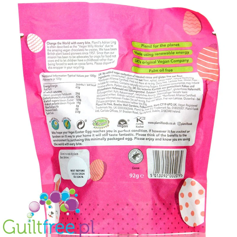 Plamil So Free Easter Vegan Oat M!lk Egg - wegańskie jajo z ksylitolem z (bez)mlecznej czekolady bez mleka i glutenu - Image 2