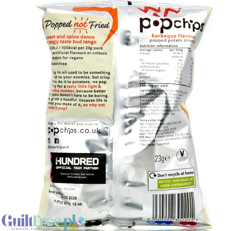 Popchips Barbeque 23g - pieczone chipsy BBQ 50% mniej tłuszczu, bez oleju palmowego - Image 2