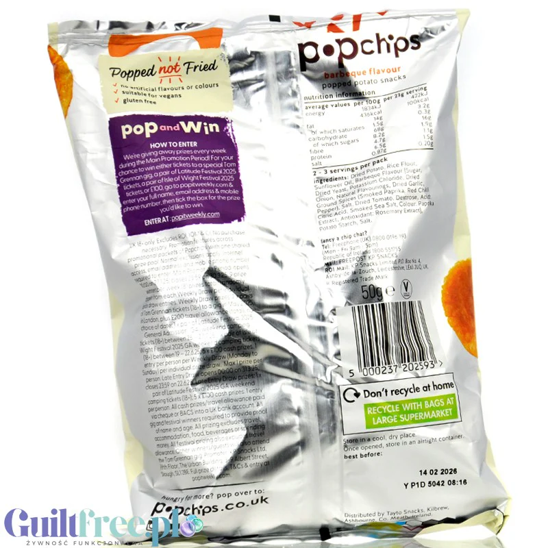 Popchips Barbeque 50g - pieczone chipsy BBQ 50% mniej tłuszczu, bez oleju palmowego - Image 2