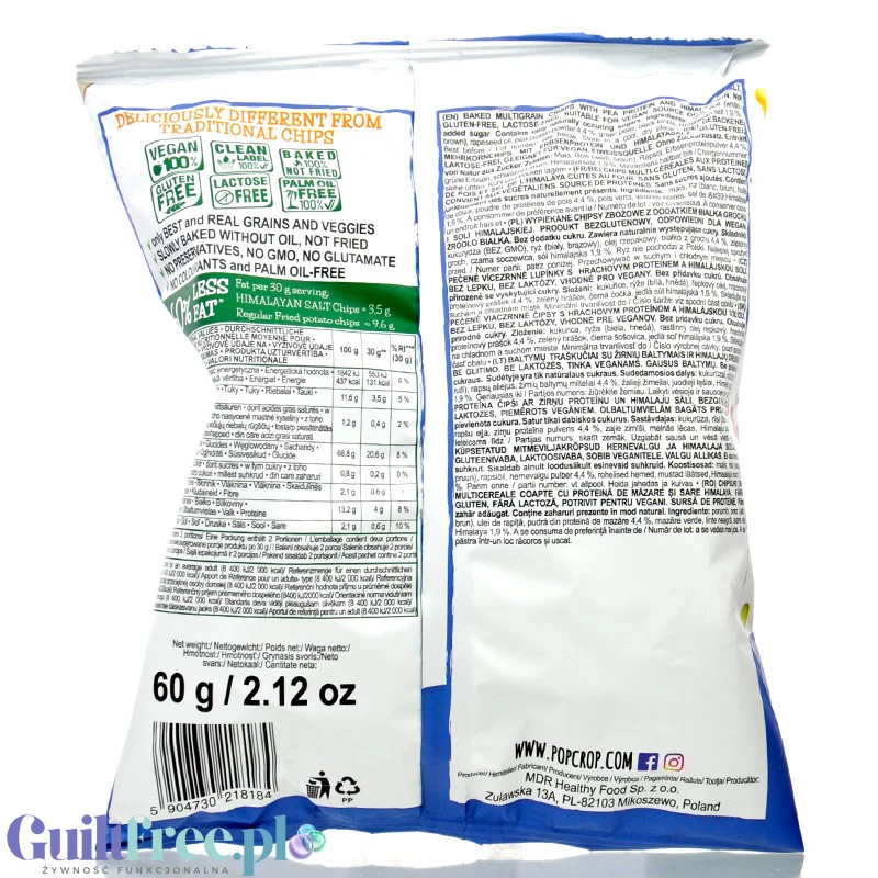 Popcrop Piramidki Himalayan Salt - wegańskie, bezglutenowe chipsy proteinowe z solą himalajską - Image 2