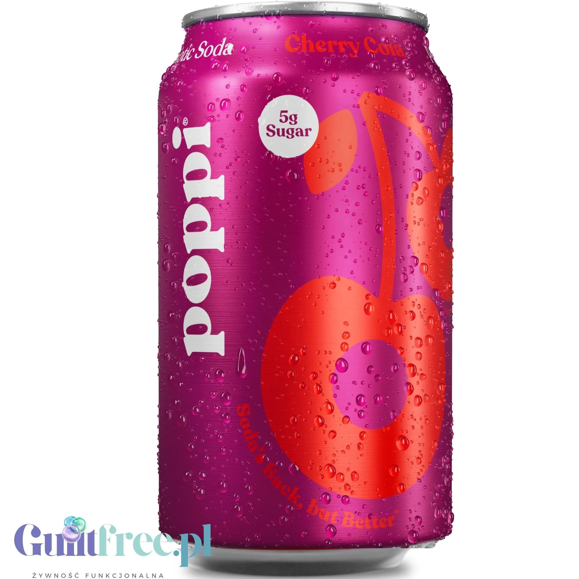 Poppi Prebiotic Soda Cherry Cola 355ml - funkcjonalny napój z błonnikiem, stewią i octem jabłkowym