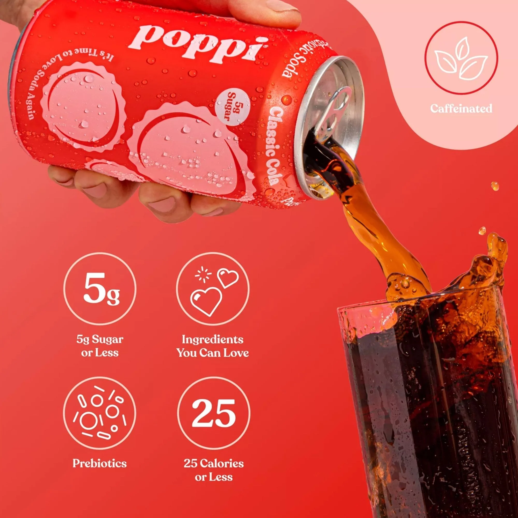 Poppi Prebiotic Soda Classic Cola 355ml - funkcjonalny napój z błonnikiem, stewią i octem jabłkowym - Image 3