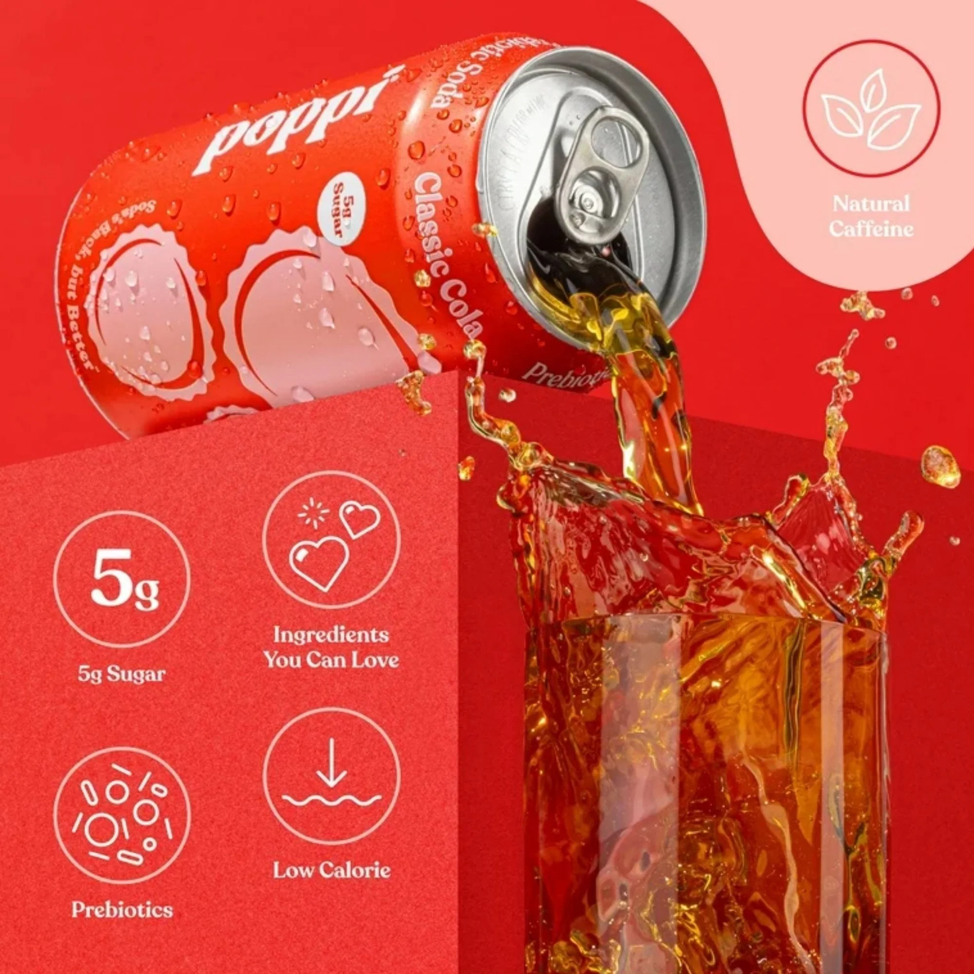 Poppi Prebiotic Soda Classic Cola 355ml - funkcjonalny napój z błonnikiem, stewią i octem jabłkowym - Image 6