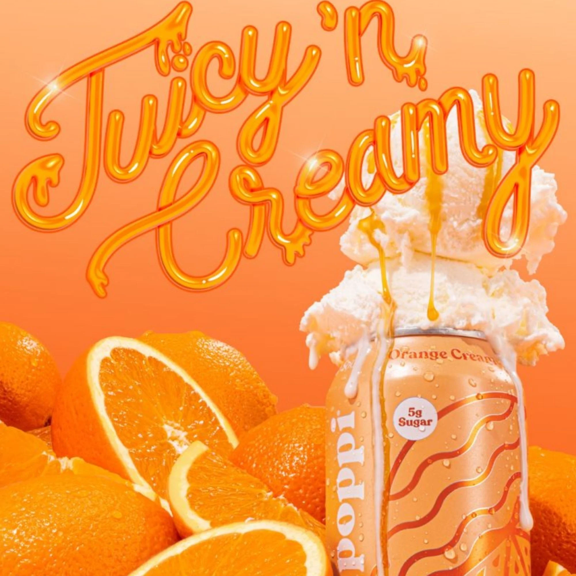 Poppi Prebiotic Soda Orange Cream 355ml - funkcjonalny napój z błonnikiem, stewią i octem jabłkowym - Image 3