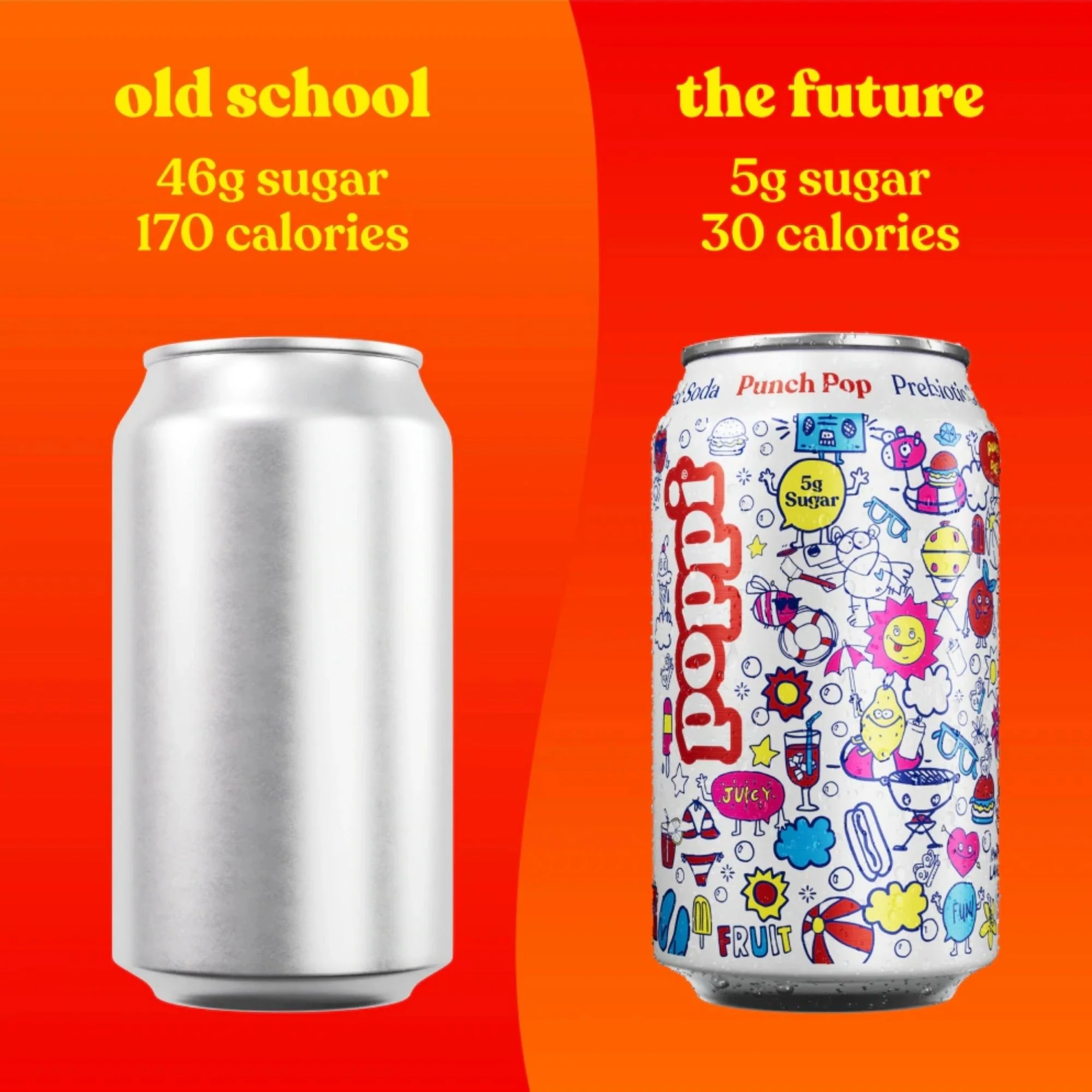 Poppi Prebiotic Soda Punch Pop 355ml - funkcjonalny napój z błonnikiem, stewią i octem jabłkowym - Image 3