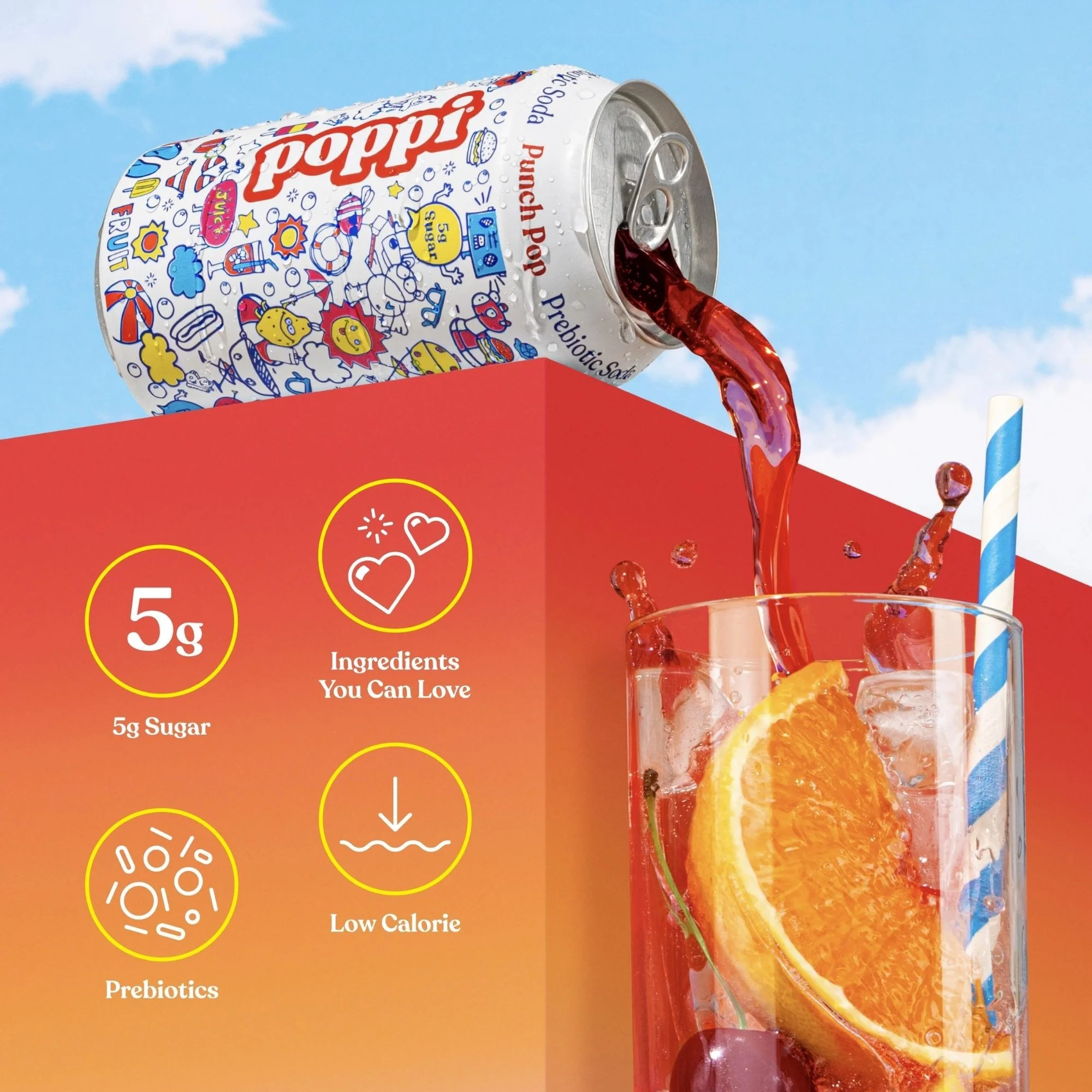 Poppi Prebiotic Soda Punch Pop 355ml - funkcjonalny napój z błonnikiem, stewią i octem jabłkowym - Image 5