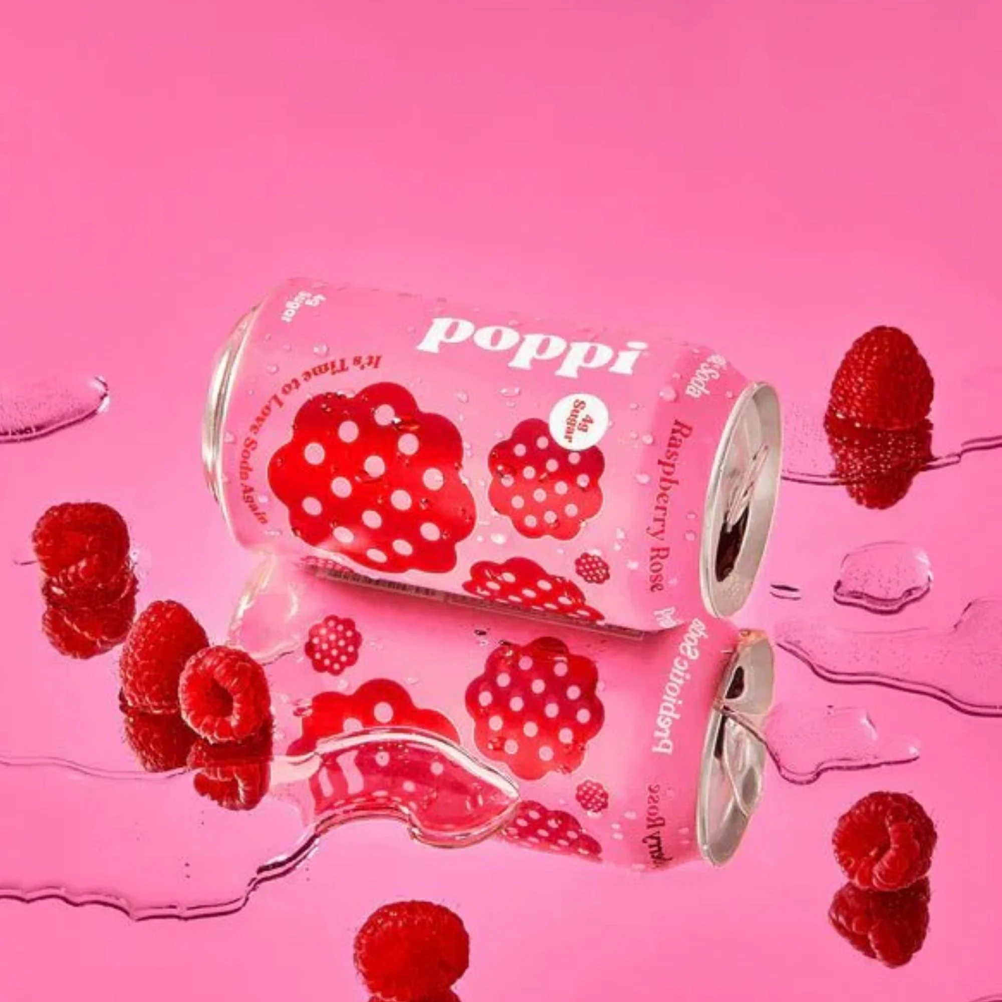 Poppi Prebiotic Soda Raspberry Rose 355ml - funkcjonalny napój z błonnikiem, stewią i octem jabłkowym - Image 3