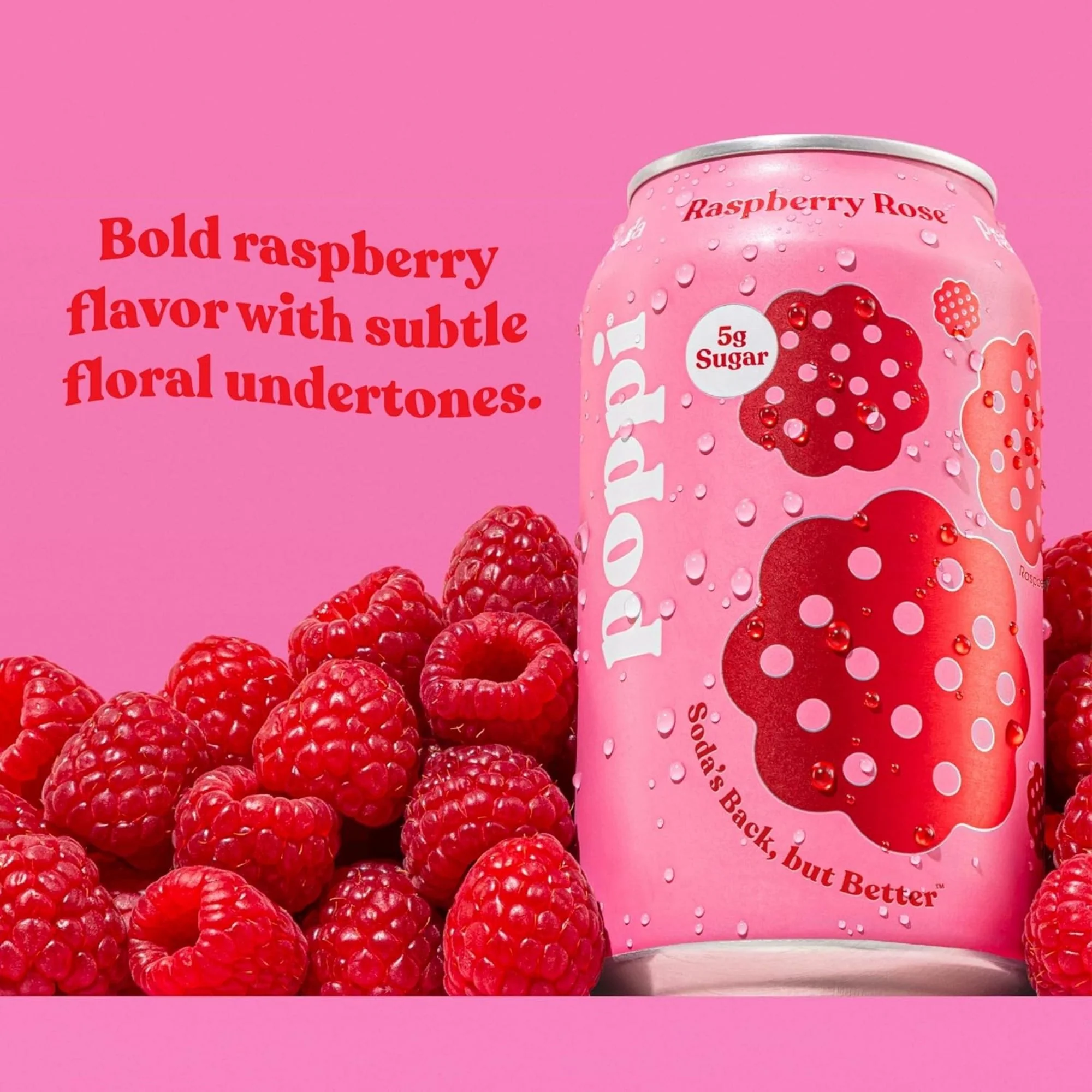 Poppi Prebiotic Soda Raspberry Rose 355ml - funkcjonalny napój z błonnikiem, stewią i octem jabłkowym - Image 7