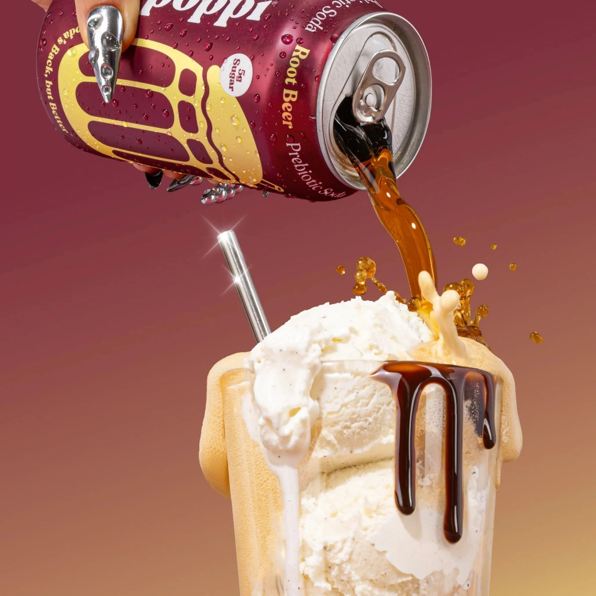 Poppi Prebiotic Soda Root Beer 355ml - funkcjonalny napój z błonnikiem, stewią i octem jabłkowym - Image 3