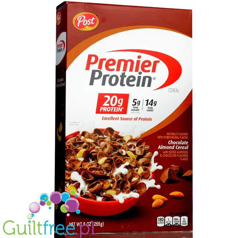 Premier Protein Cereal Chocolate Almond - proteinowe płatki śniadaniowe 47% białka