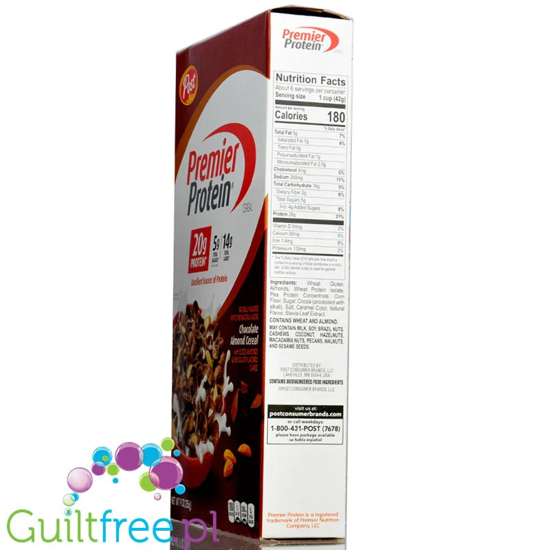 Premier Protein Cereal Chocolate Almond - proteinowe płatki śniadaniowe 47% białka - Image 2