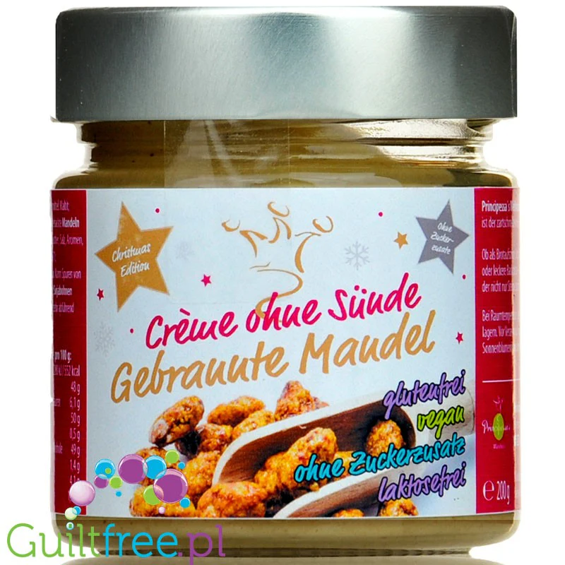 Principessa's Christmas Crème Without Sin, Roasted Almonds - świąteczny krem migdałowy do smarowania, bez cukru