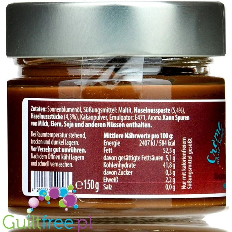 Principessa's Crème Without Sin Crunchy Hazelnut Praline - wegański krem bez cukru o smaku pralinek czekoladowo-laskowych - Image 3