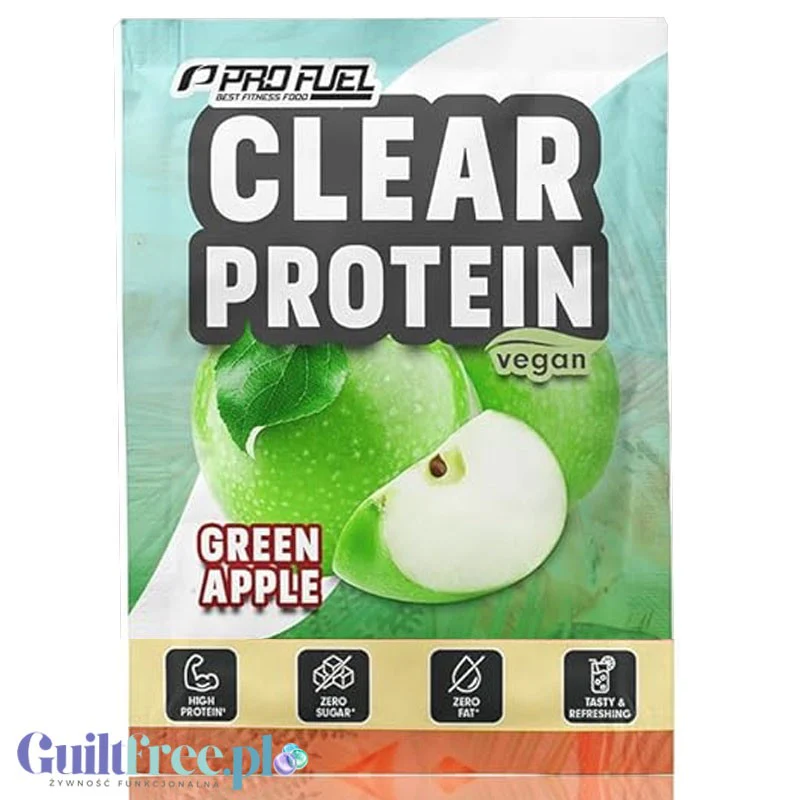 Pro Fuel Clear Protein Vegan Green Apple - wegański klarowny hydrolizat grochu, lekka odżywka białkowa ze stewią