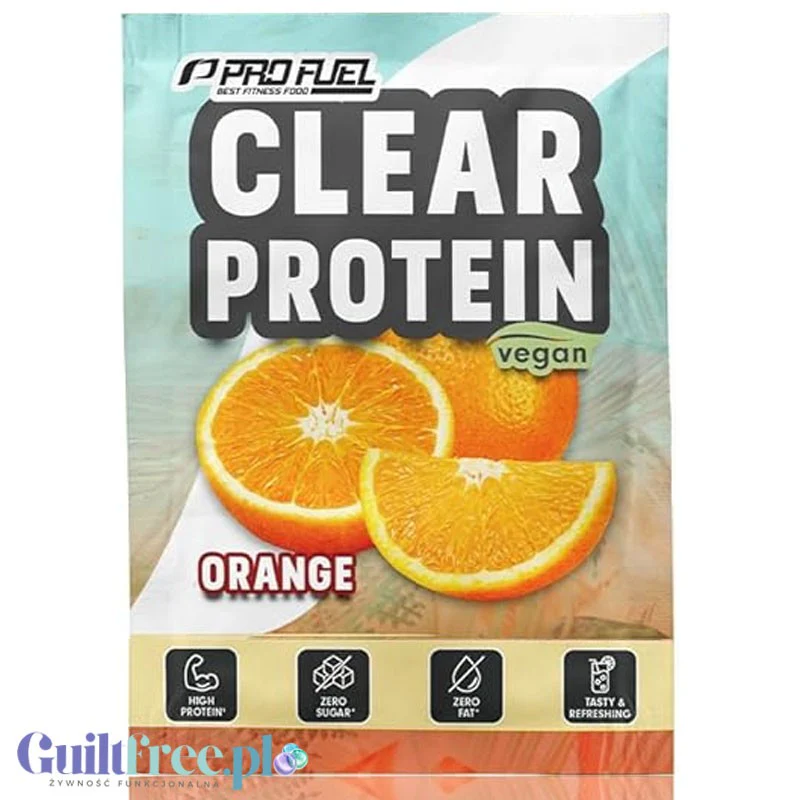 Pro Fuel Clear Protein Vegan Orange - wegański klarowny hydrolizat, lekka odżywka białkowa ze stewią
