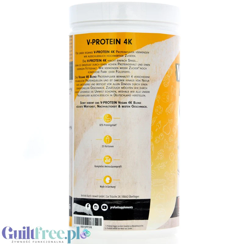 Pro Fuel V-Protein 4K Bananen Milch 750g - wegańska odżywka proteinowa  o smaku mleka bananowego - Image 3