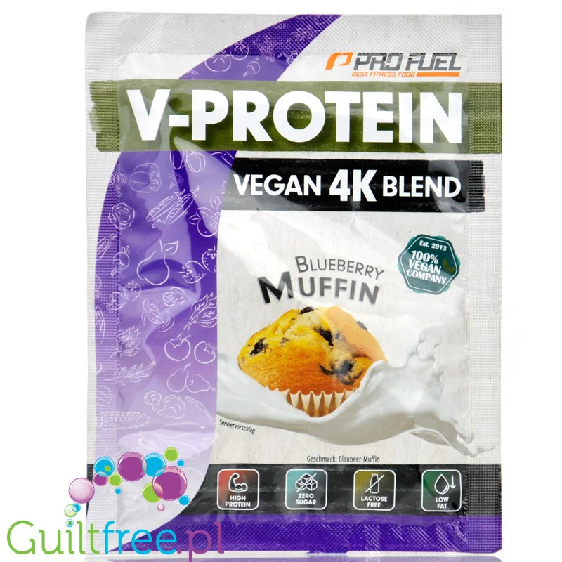 Pro Fuel V-Protein 4K Blueberry Muffin 30g - wegańska odżywka proteinowa, smak jagodowa Muffinka
