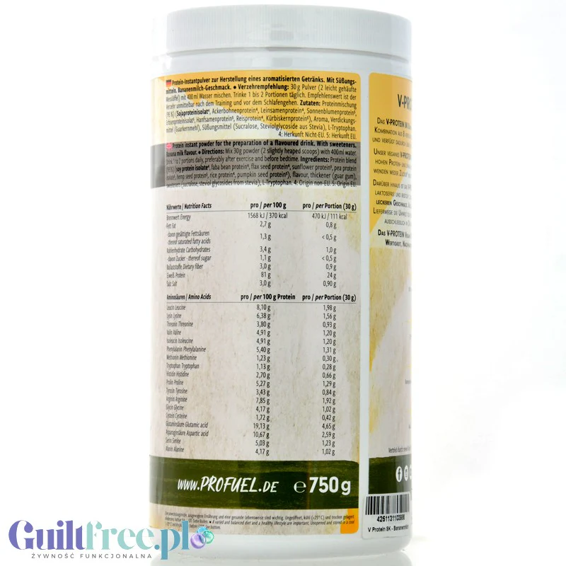 Pro Fuel V-Protein 8K Bananen Milch 750g - wegańska odżywka o smaku mleka bananowego - Image 2