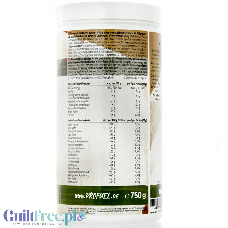 Pro Fuel V-Protein 8K Choco Peanut Caramel 750g - wegańska odżywka białkowa o smaku czekoladowo-orzechowo-karmelowym - Image 2