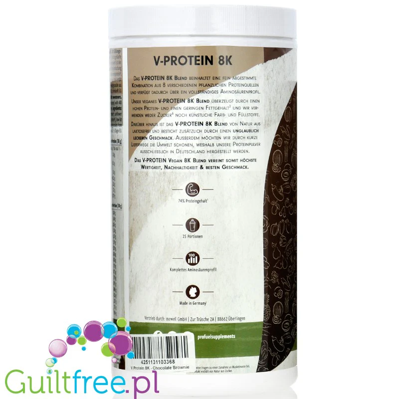 Pro Fuel V-Protein 8K Chocolate Brownie 0,75kg - wegańska odżywka białkowa o smaku czekoladowego brownie - Image 2