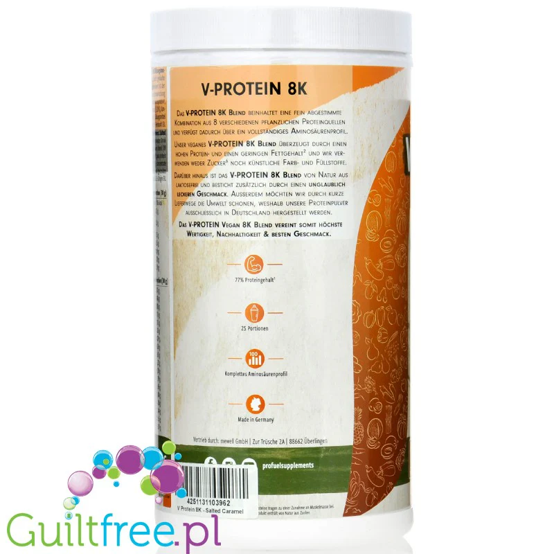 Pro Fuel V-Protein 8K Salted Caramel 0,75kg - wegańska odżywka białkowa o smaku solonego karmelu - Image 2