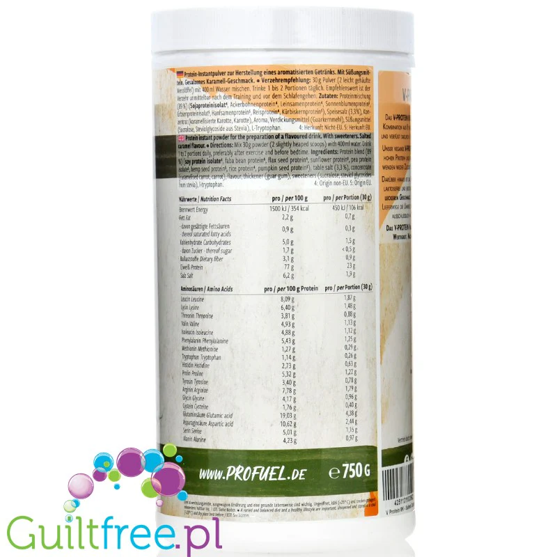 Pro Fuel V-Protein 8K Salted Caramel 0,75kg - wegańska odżywka białkowa o smaku solonego karmelu - Image 3
