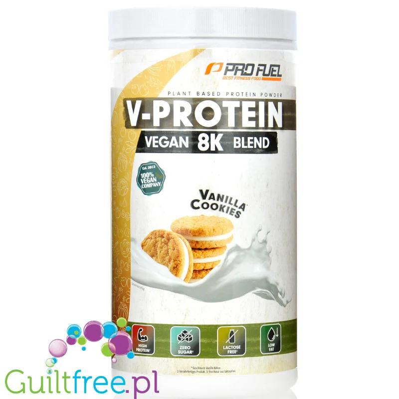 Pro Fuel V-Protein 8K Vanilla Cookies 0,75kg - wegańska odżywka białkowa o smaku waniliowych ciasteczek