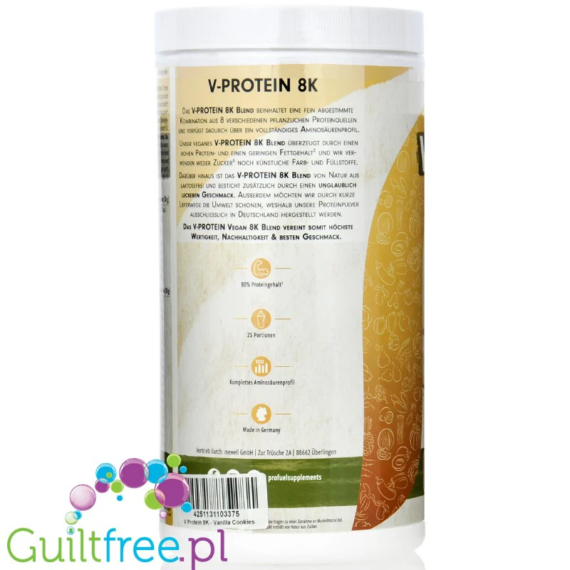 Pro Fuel V-Protein 8K Vanilla Cookies 0,75kg - wegańska odżywka białkowa o smaku waniliowych ciasteczek - Image 2