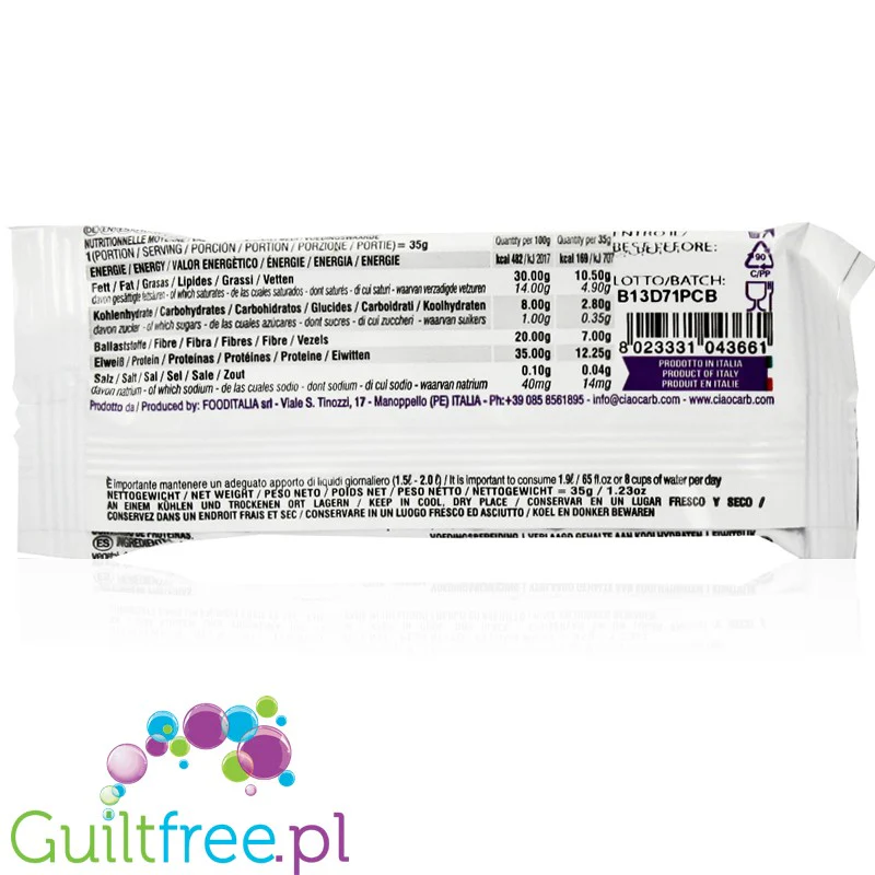 Ciao Carb ProtoChoc - keto czekolada proteinowa 1g cukru słodzona tylko erytrolem - Image 4