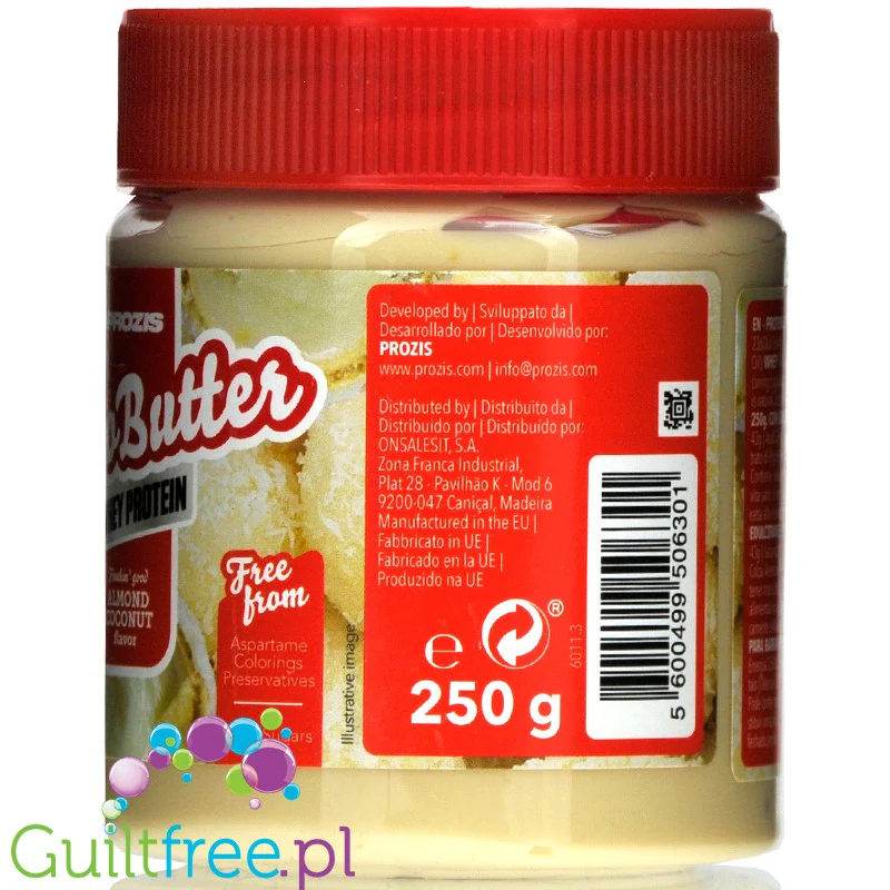Prozis Whey Choco Butter Coconut Almond - białkowy krem Biała Czekolada, Kokos & Migdał - Image 3