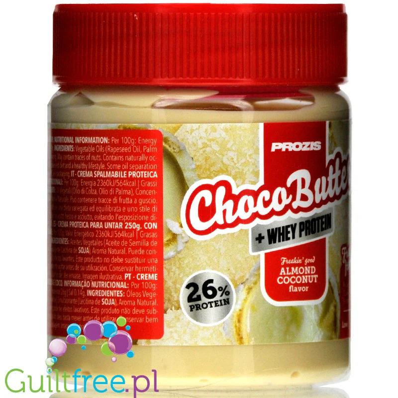 Prozis Whey Choco Butter Coconut Almond - białkowy krem Biała Czekolada, Kokos & Migdał - Image 6