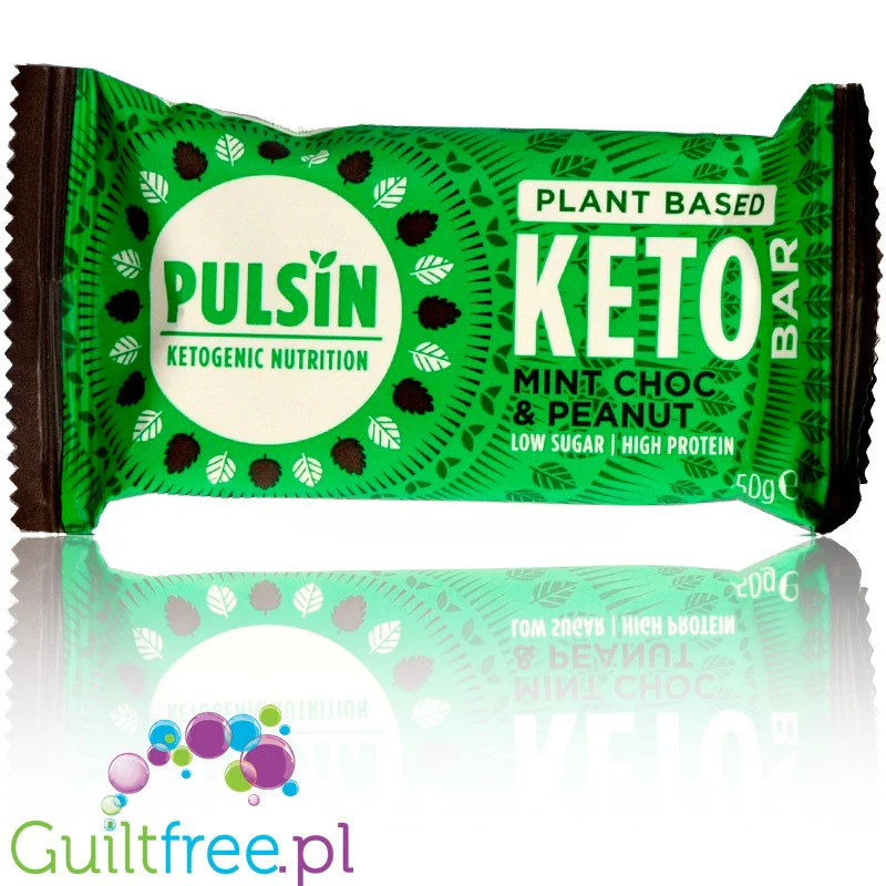 Pulsin Keto Bar Mint Choc & Peanut - wegański keto baton proteinowy z ksylitolem, smak czekoladowo-miętowy - Image 2