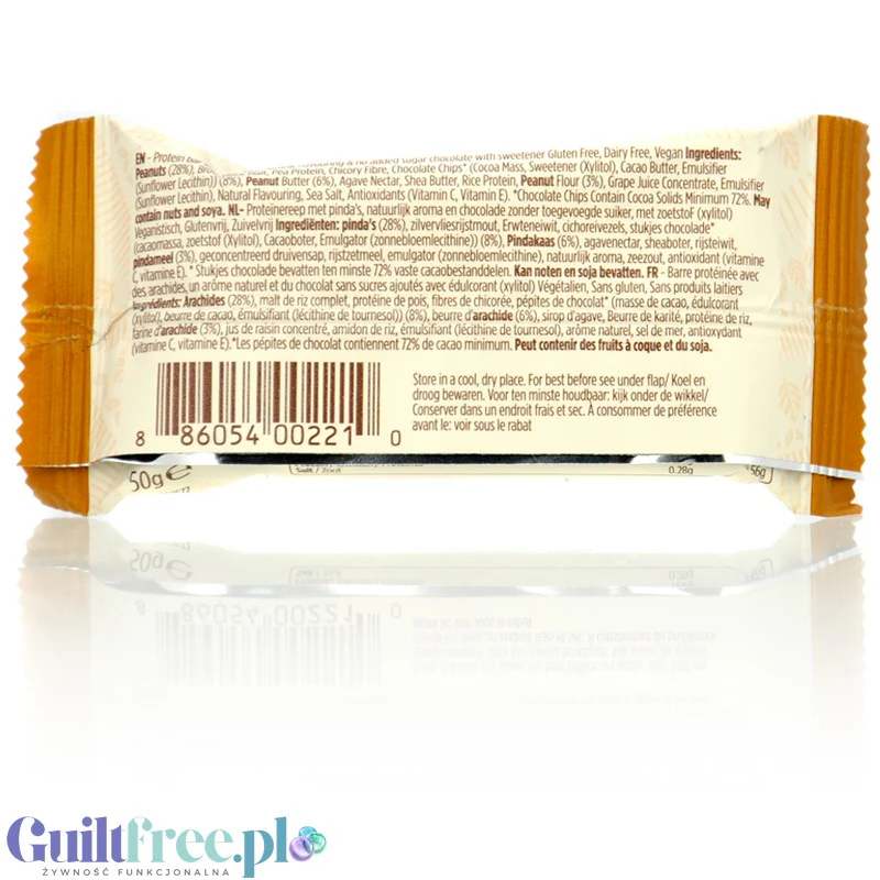 Pulsin Protein Bar Caramel Choc & Peanuts - wegański baton białkowy bez dodatku cukru z ksylitolem - Image 2