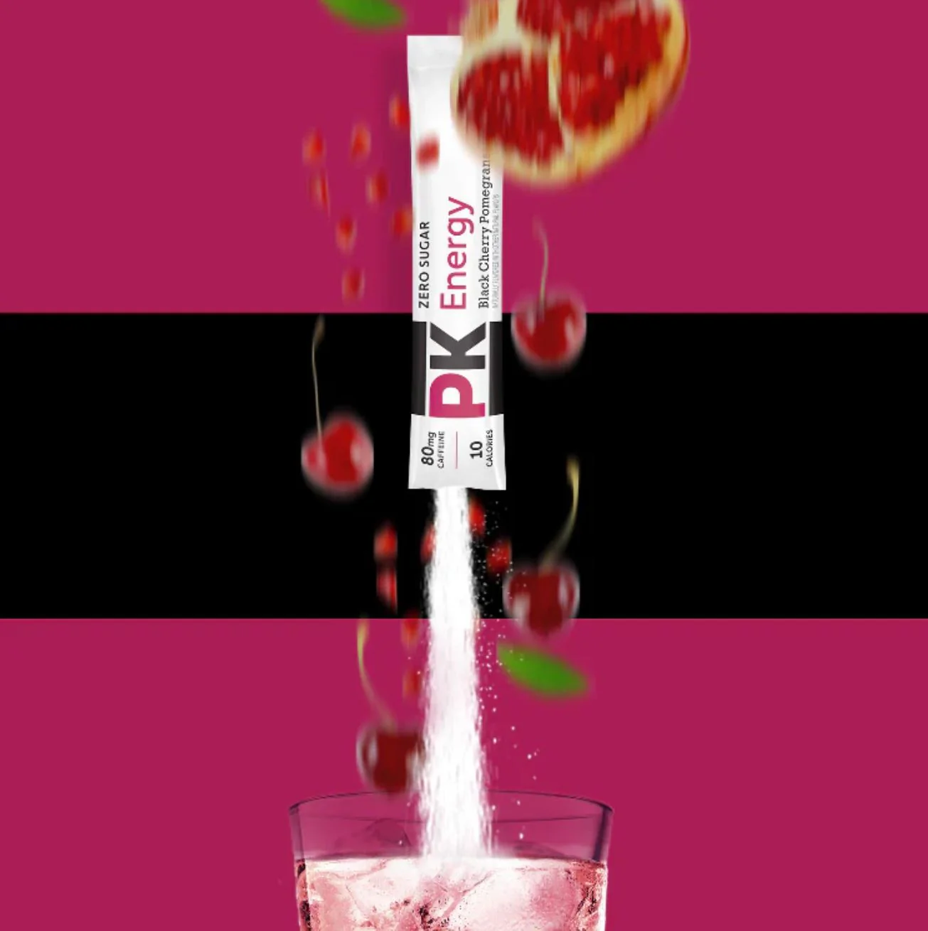 Pure Kick Energy Black Cherry Pomegranate - saszetki bez cukru, napój instant z kofeiną, witaminami i elektrolitami - Image 3