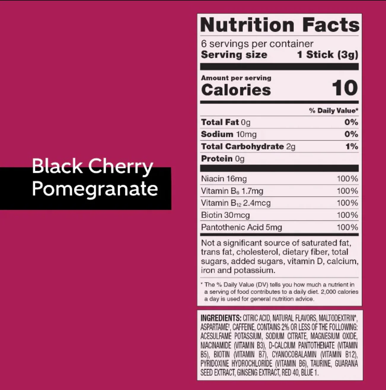 Pure Kick Energy Black Cherry Pomegranate - saszetki bez cukru, napój instant z kofeiną, witaminami i elektrolitami - Image 4