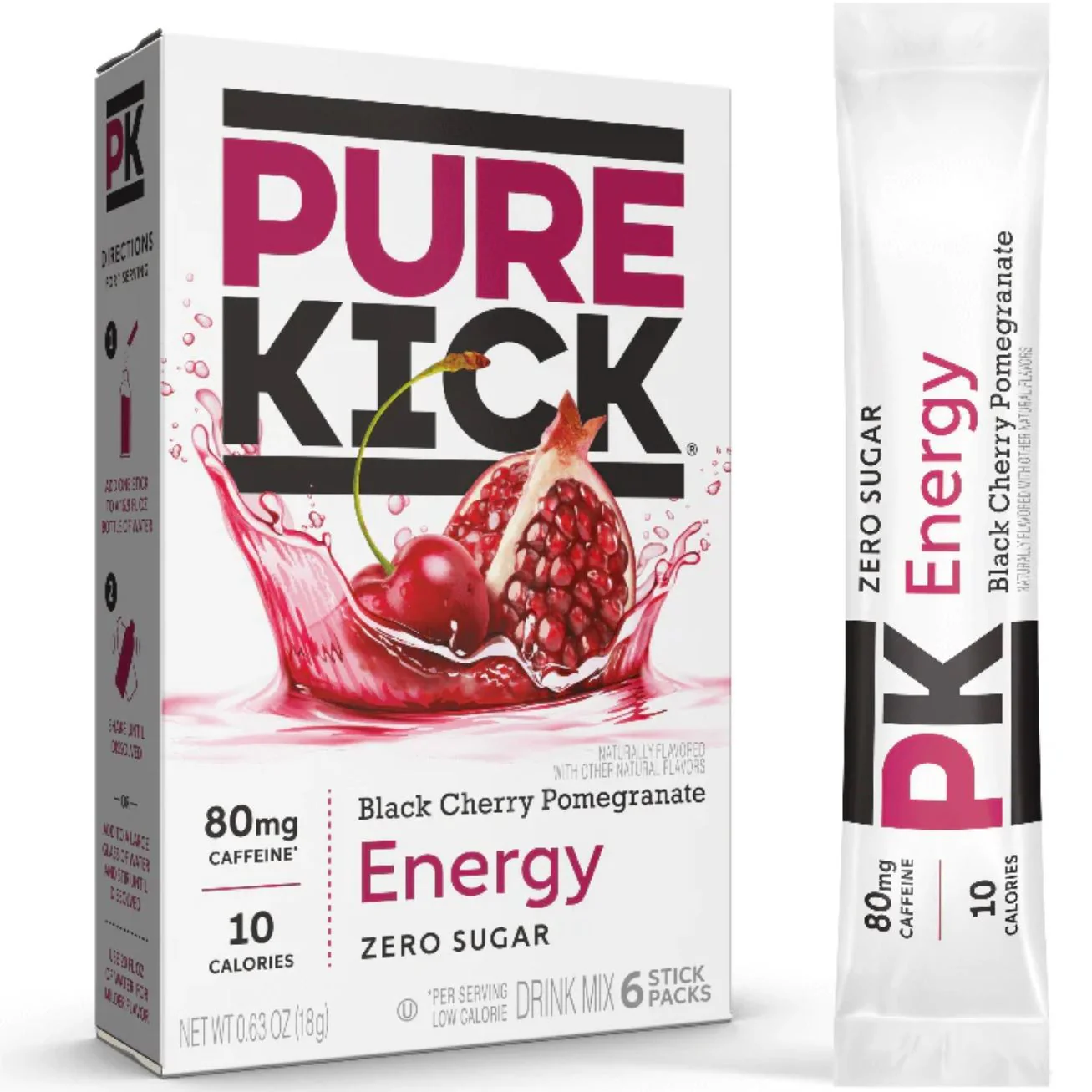 Pure Kick Energy Black Cherry Pomegranate - saszetki bez cukru, napój instant z kofeiną, witaminami i elektrolitami - Image 5