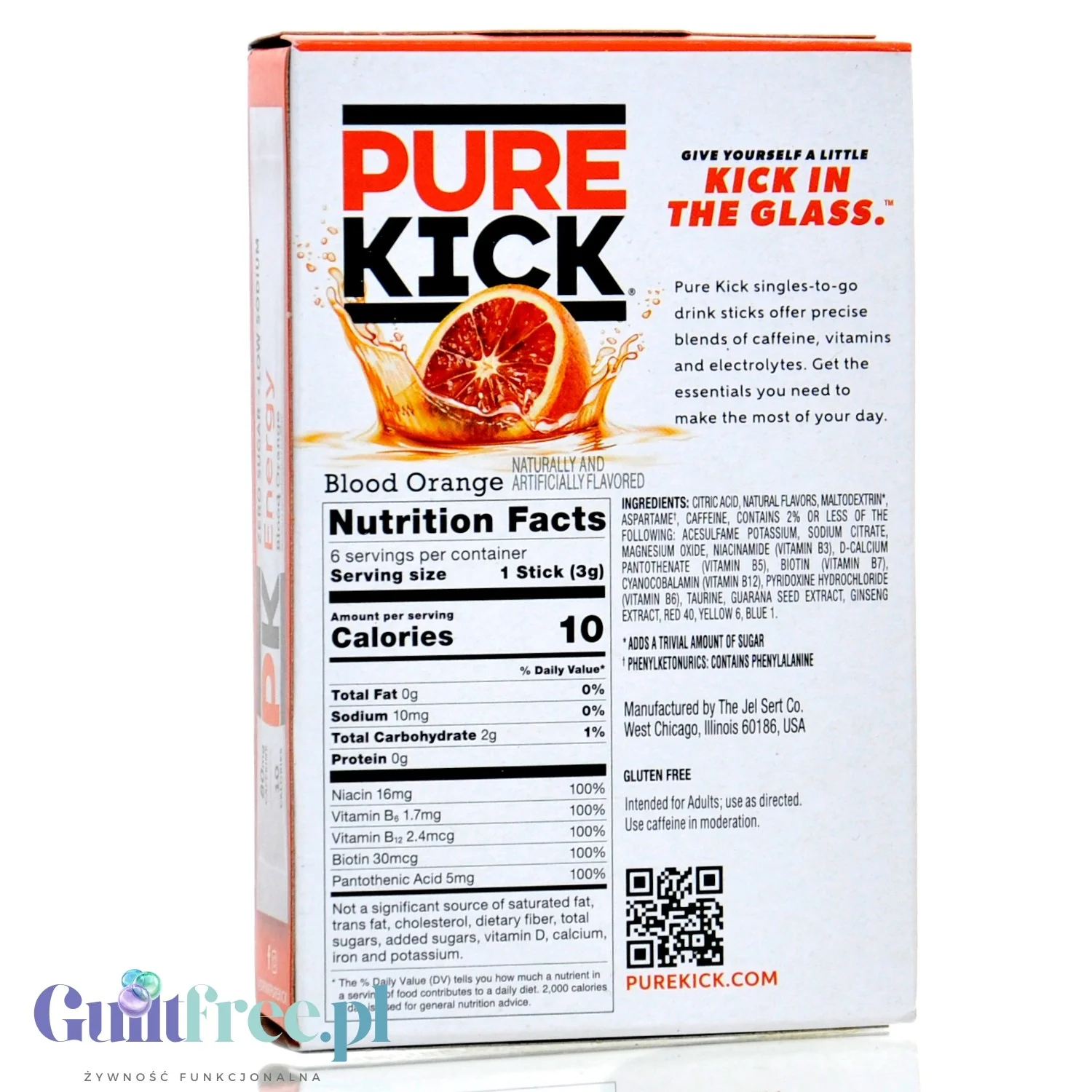Pure Kick Energy Blood Orange - saszetki bez cukru, napój instant z kofeiną, witaminami i elektrolitami - Image 2