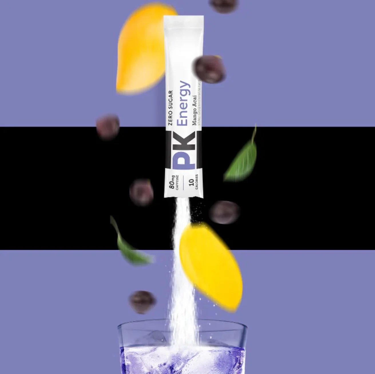 Pure Kick Energy Mango Acai - saszetki bez cukru, napój instant z kofeiną, witaminami i elektrolitami - Image 2