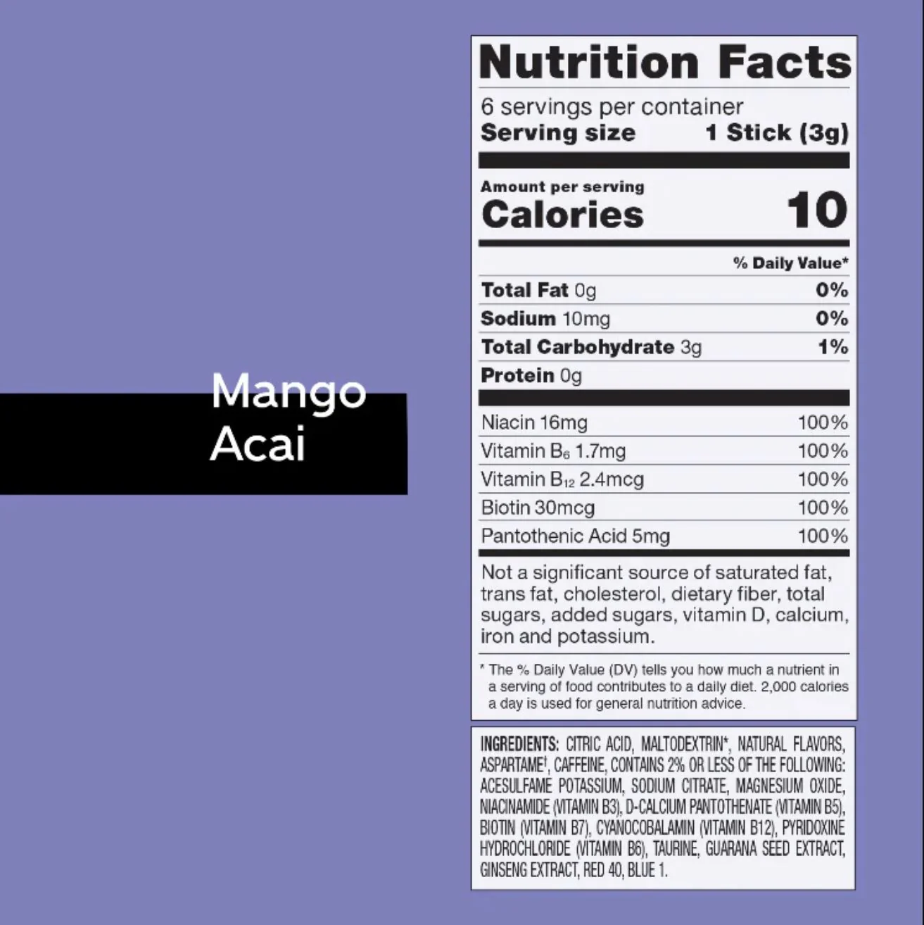 Pure Kick Energy Mango Acai - saszetki bez cukru, napój instant z kofeiną, witaminami i elektrolitami - Image 3