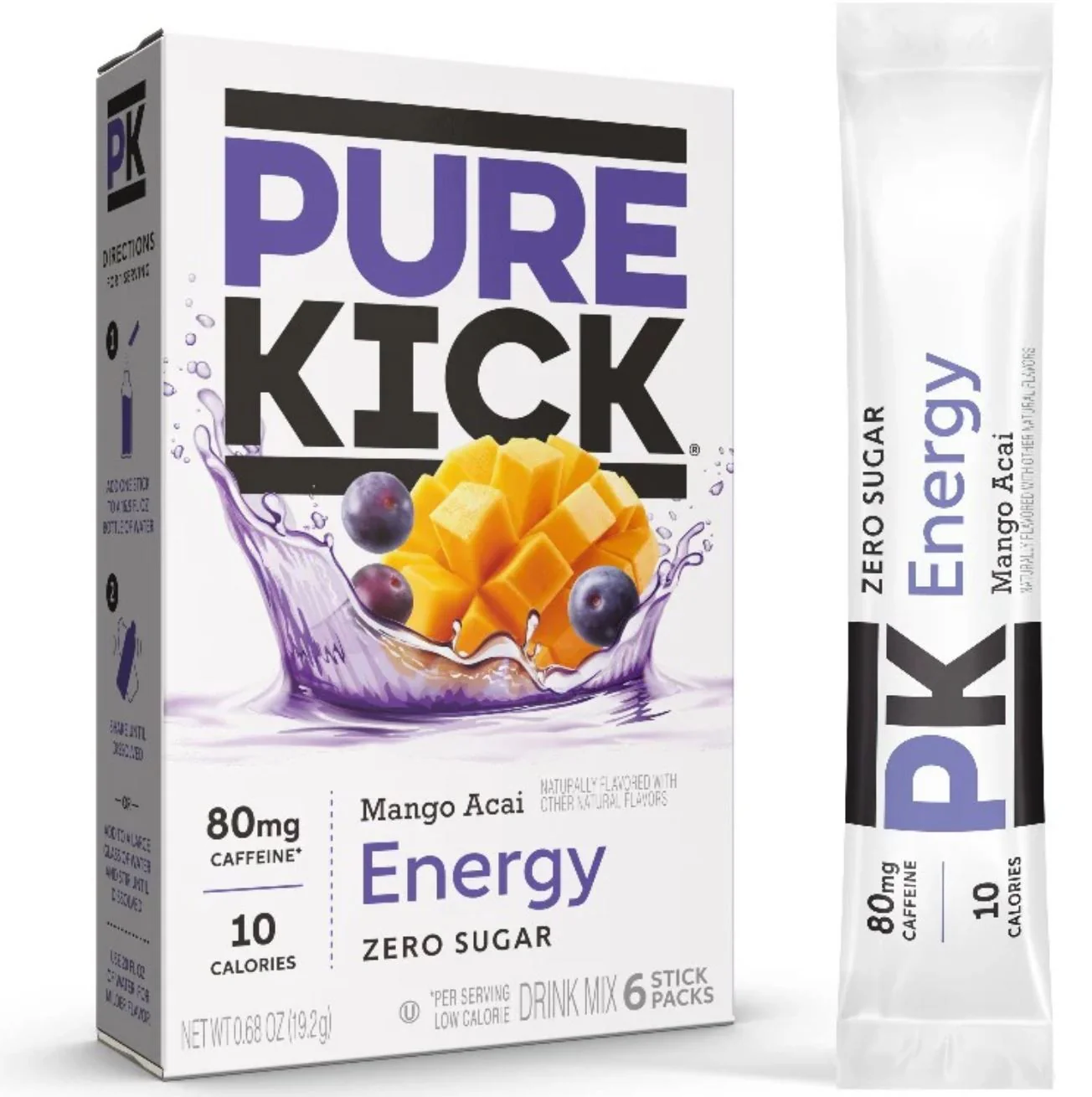 Pure Kick Energy Mango Acai - saszetki bez cukru, napój instant z kofeiną, witaminami i elektrolitami - Image 4