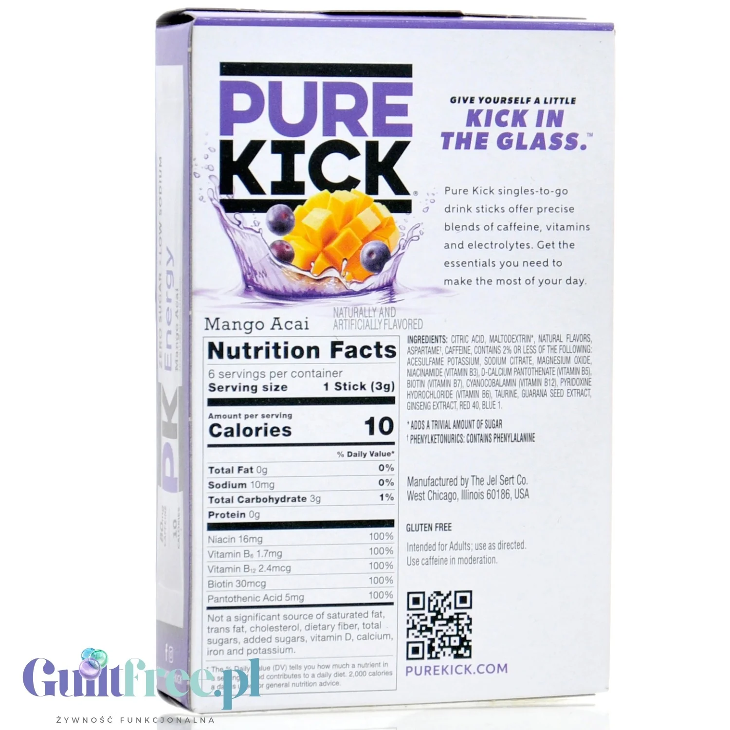 Pure Kick Energy Mango Acai - saszetki bez cukru, napój instant z kofeiną, witaminami i elektrolitami - Image 5