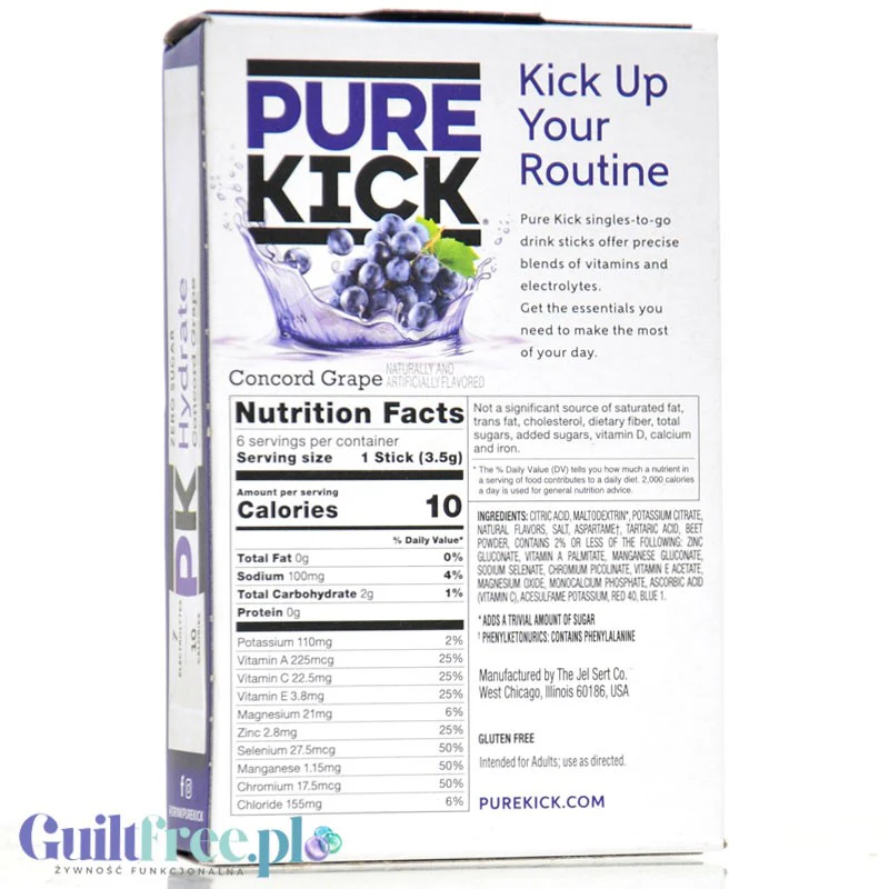 Pure Kick Hydration Concord Grape - saszetki bez cukru, napój instant z kofeiną, witaminami i elektrolitami - Image 2