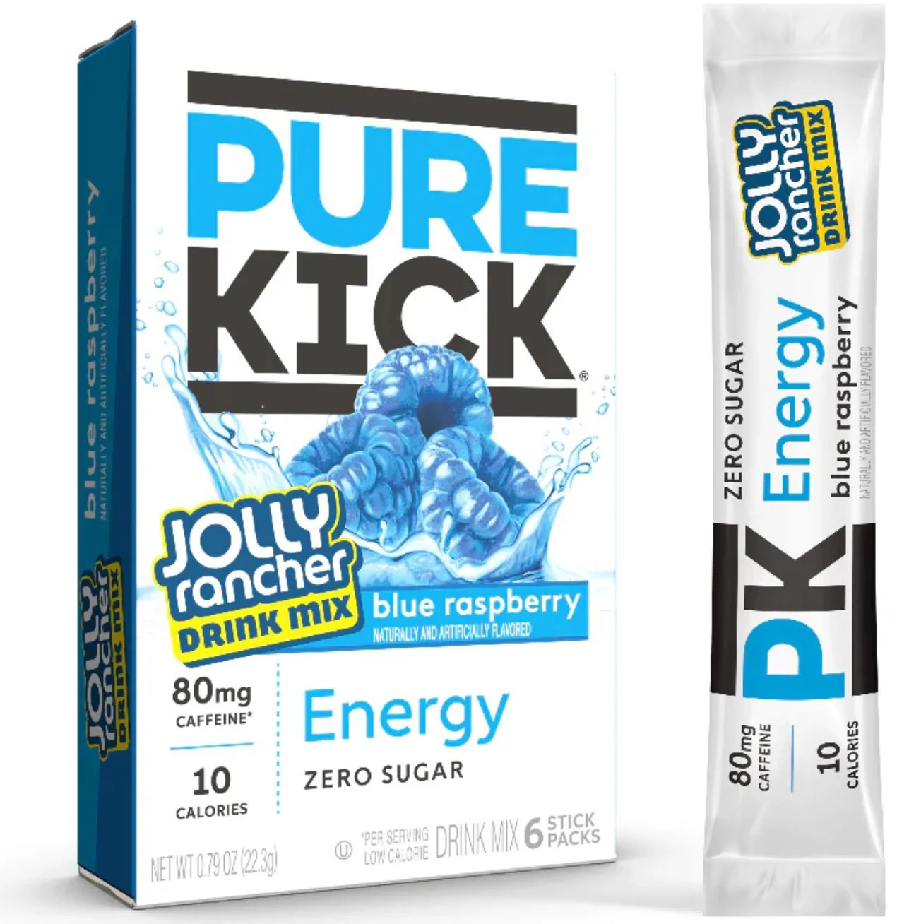 Pure Kick & Jolly Energy Blue Raspberry - saszetki bez cukru, napój instant z kofeiną, witaminami i elektrolitami - Image 3