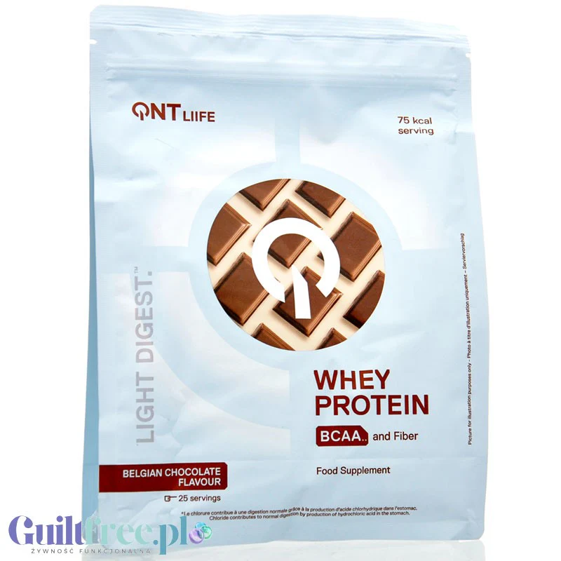 QNT Life Whey Protein Belgian Chocolate - odżywka białkowa z błonnikiem i BCAA, smak Mleczna Czekolada