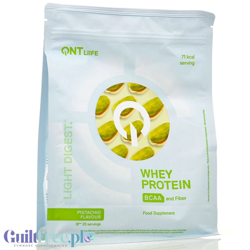 QNT Life Whey Protein Pistachio - odżywka białkowa z błonnikiem i BCAA, smak pistacjowy