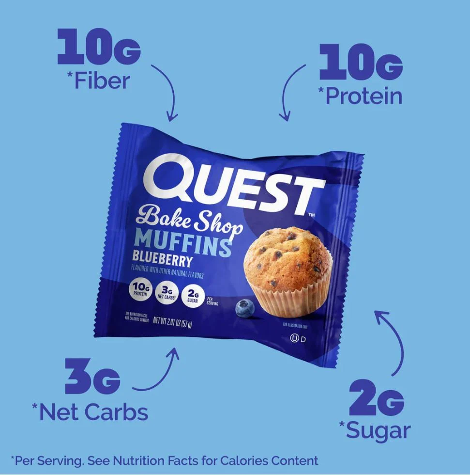 Quest Bakery Shop Blueberry Muffin - jagodowy muffin proteinowy 10g białka - Image 6